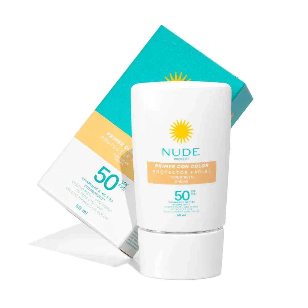 Bloqueador Solar Facial SPF50 Crema Y Primer Color 50 ml Nude