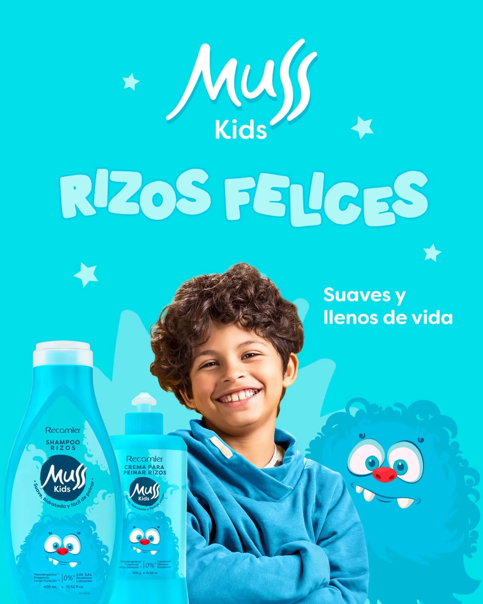 Crema Para Peinar Muss Kids Rizos Recamier *300 Ml