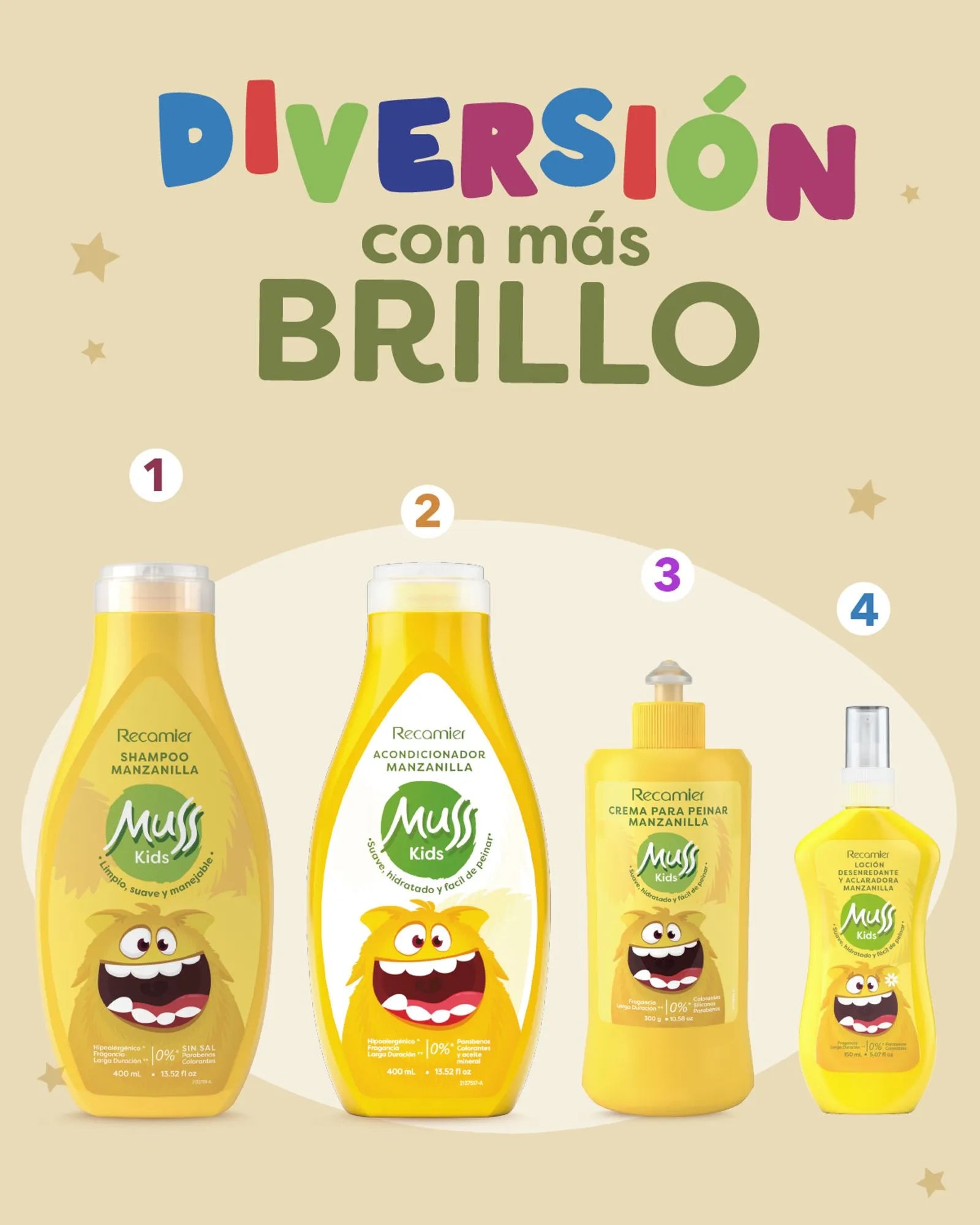 Crema Para Peinar Muss Kids Manzanilla Recamier *300 Ml