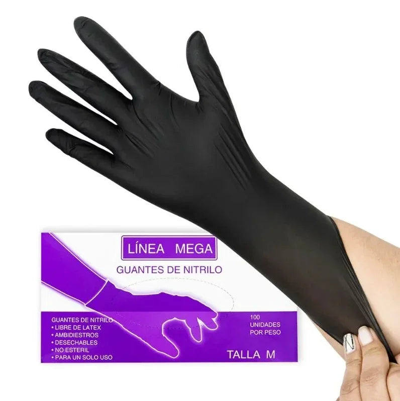 Guantes de Nitrilo Negro Línea Mega (par)