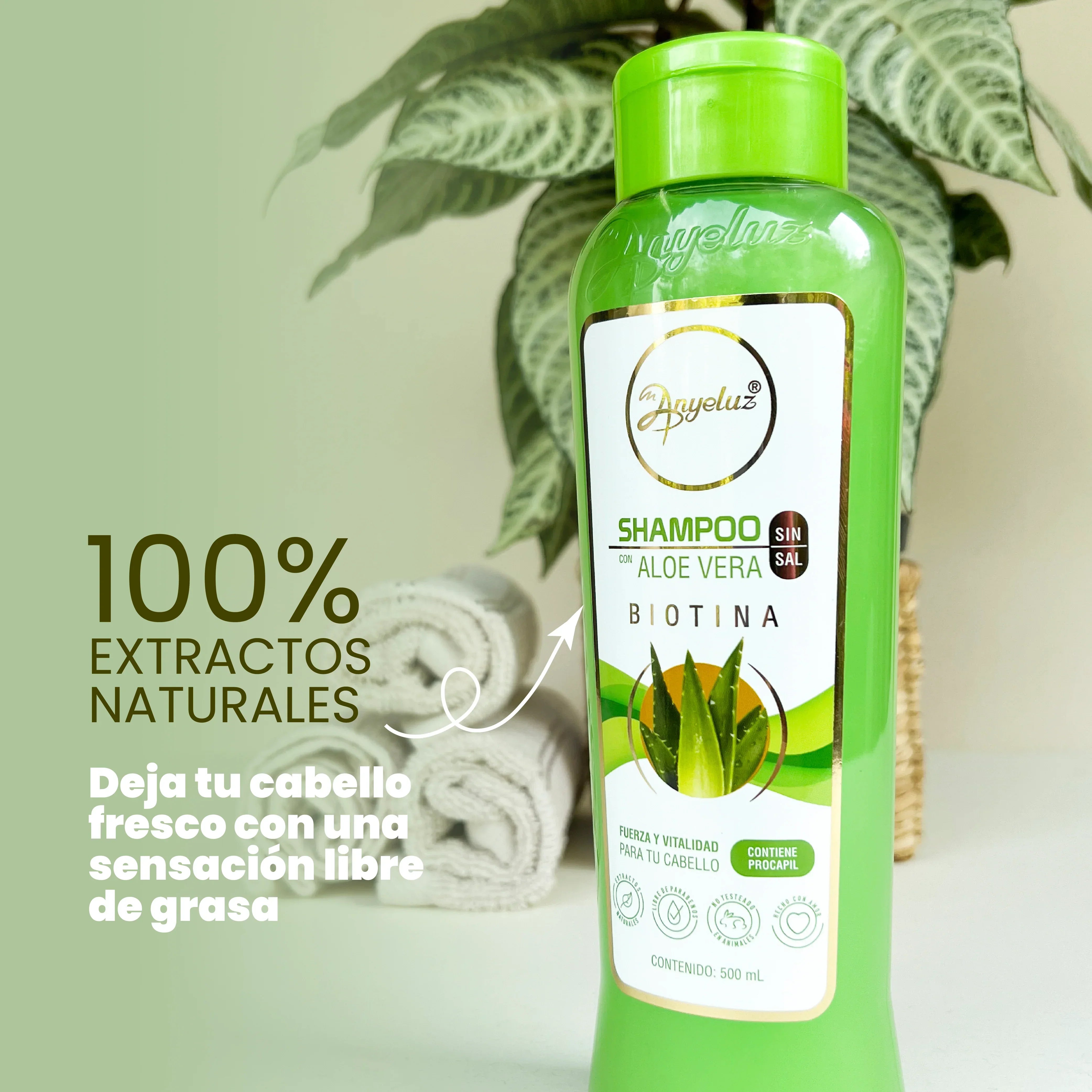 Shampoo Hidratante de Aloe Vera Anyeluz 500 ml