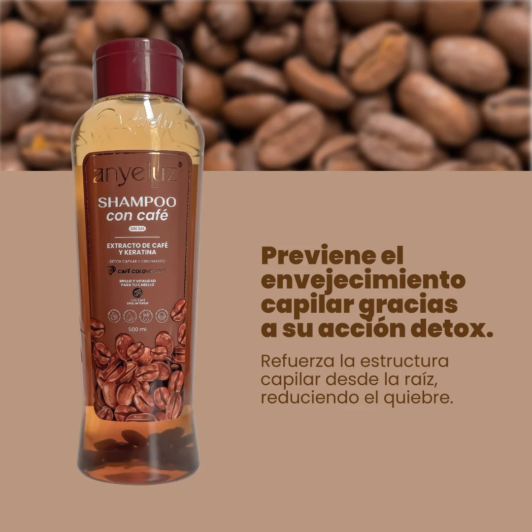 Shampoo Estimulante de Café Anyeluz 500 ml