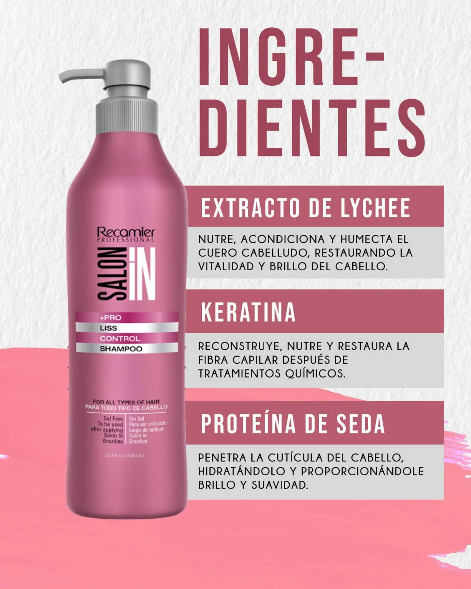 Shampoo Liss Control Recamier Rosado X 1000